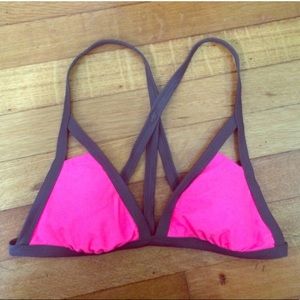 Neon pink and gray bikini top